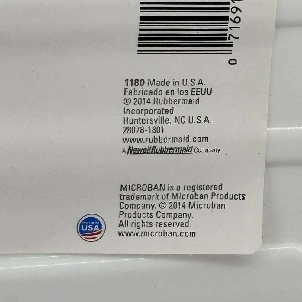 Rubbermaid Small Drain Board White Microban Antimicrobial 1925770 Made in USA